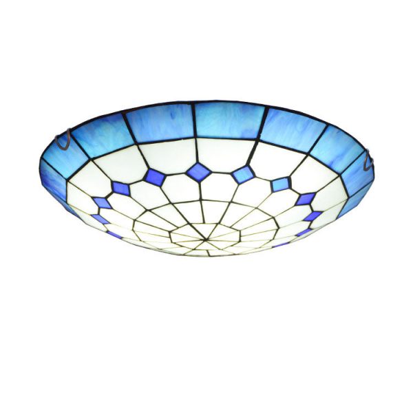 Traditional Tiffany Mediterranean Stained Glass Dome 2-Light Flush Mount Ceiling Light For Hallway - Image 6