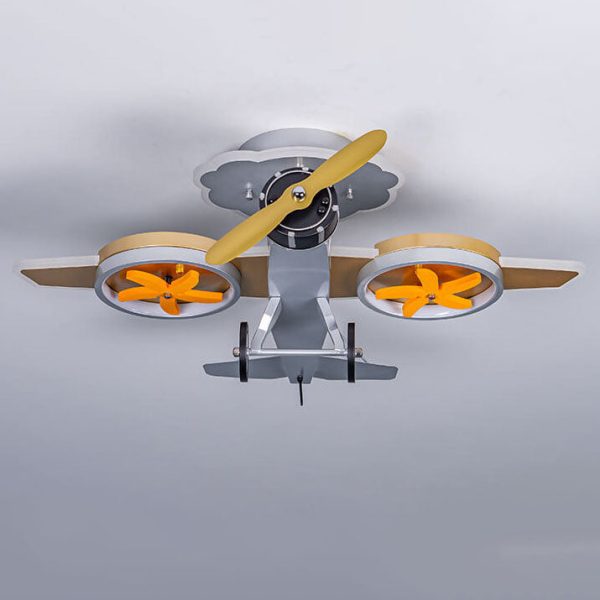 Creative Cartoon Airplane Iron Acrylic LED Kids Semi-Flush Mount Ceiling Light - Image 2