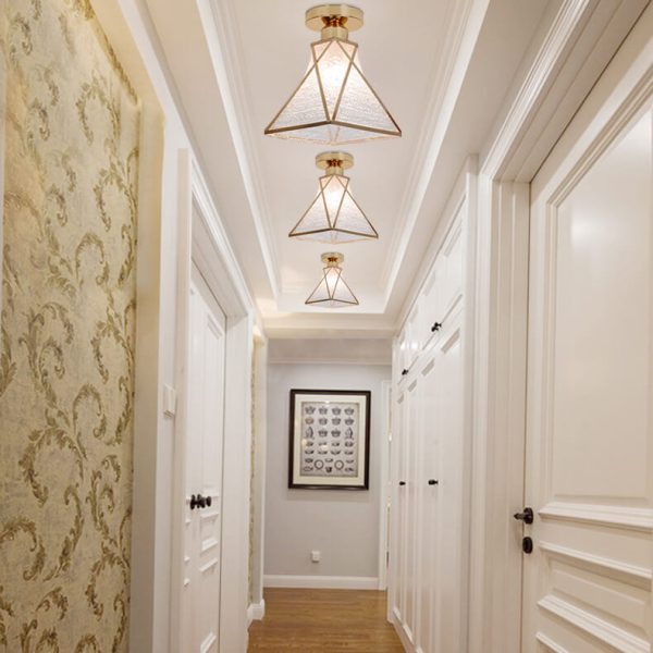 European Light Luxury Glass Gold 1-Light Semi-Flush Mount Ceiling Light - Image 14