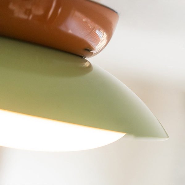 Contemporary Scandinavian Macaron Geometric Semicircle Shade LED Semi-Flush Mount Ceiling Light For Living Room - Image 9