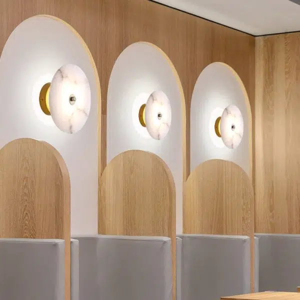 Modern Luxury Round Marble Iron LED Wall Sconce Lamp - Image 10