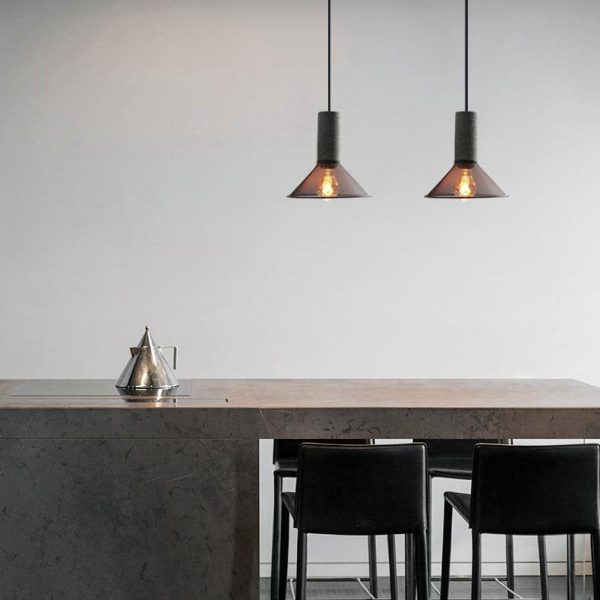 Contemporary Industrial Cylindrical Tapered Cement Iron 1-Light Pendant Light For Living Room - Image 16