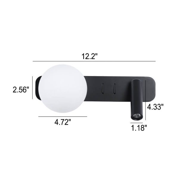 Modern Minimalist Glass Sphere LED Spotlight Reading Wall Sconce Lamp - Image 5