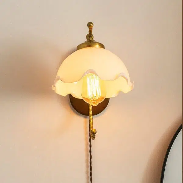 French Vintage Cream Glass Petal 1-Light Wall Sconce Lamp - Image 11