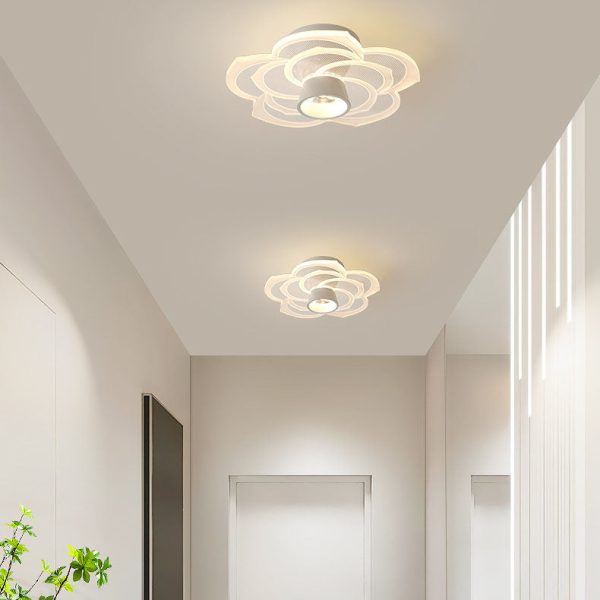 Modern Minimalist Round Rose Flower Iron Acrylic LED Flush Mount Ceiling Light For Living Room - Image 13