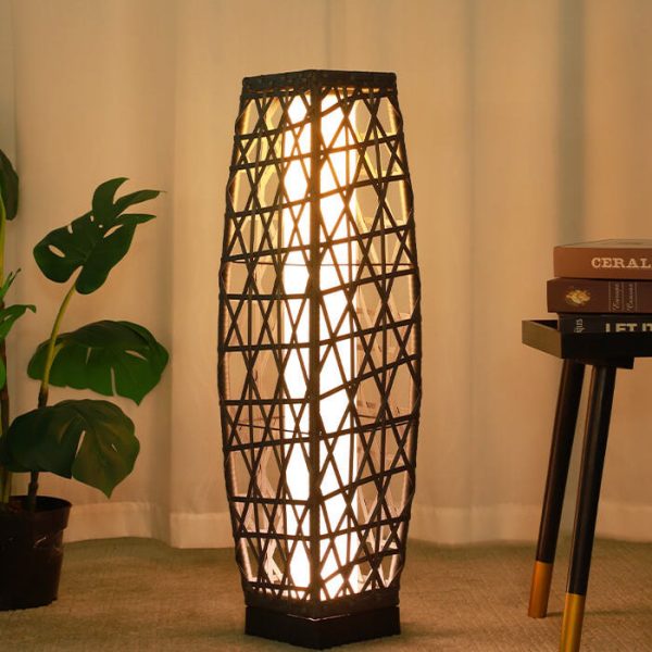 Modern Minimalist Solar Quartet Iron Rattan Woven LED Standing Floor Lamp For Outdoor Patio - Image 2