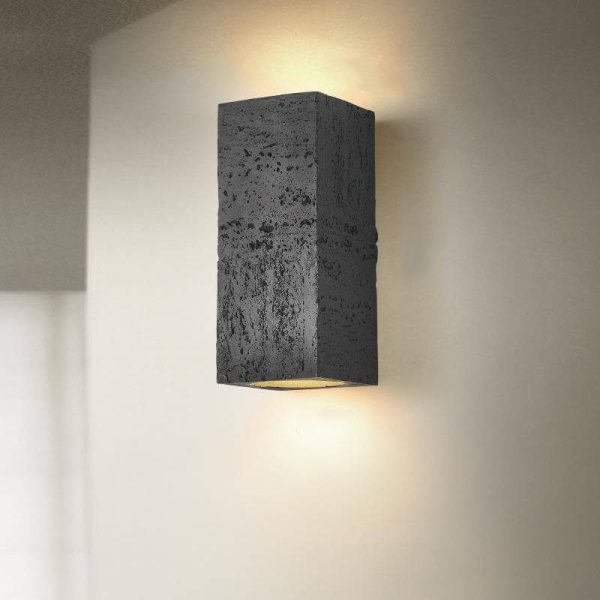 Retro Wabi-sabi Square Column Hand Sculpted LED Wall Sconce Lamp - Image 16