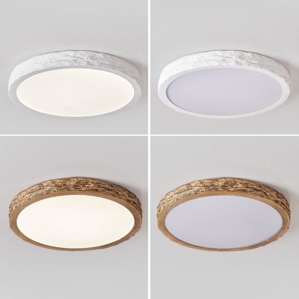 Modern Minimalist Round Stone Grain Resin Iron LED Flush Mount Ceiling Light For Bedroom - Image 9