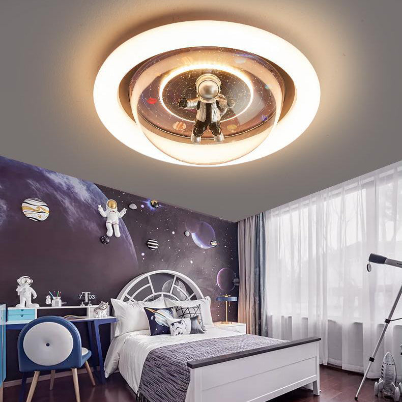 08-e3fea93c-748d-404b-ba45-7724bb5c10e8.jpg Contemporary Creative Cartoon Planet Resin Astronaut Acrylic Round Shade LED Kids Flush Mount Ceiling Light For Bedroom - Image 1