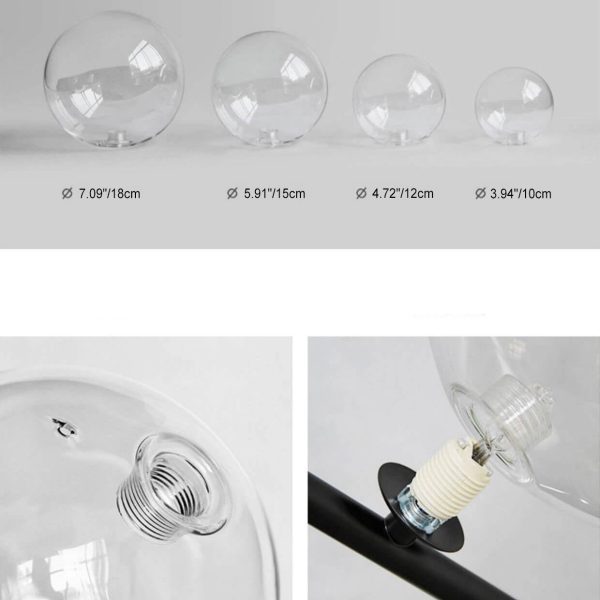 Nordic Modern Creative Round Bubble Ball Hardware Glass 5-Light Chandelier - Image 6
