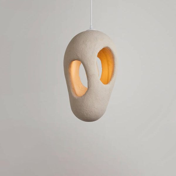 Japanese Wabi-sabi Resin Geometric Circle 1-Light Pendant Light - Image 17