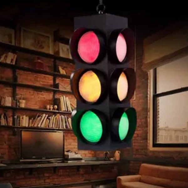 Retro Industrial Traffic Light Iron Glass LED Pendant Light - Image 21
