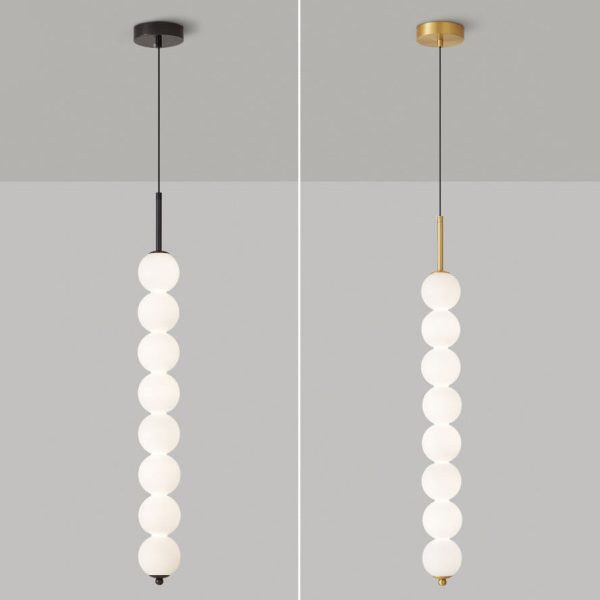 Nordic Creative Brass Spherical Glass Long Strip LED Pendant Light - Image 12