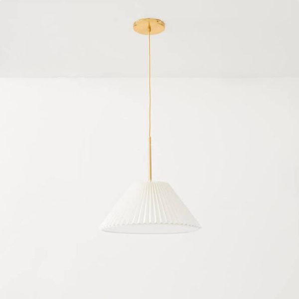 Nordic Minimalist Pleated PVC Fabric Drum Cone 1-Light Pendant Light - Image 3