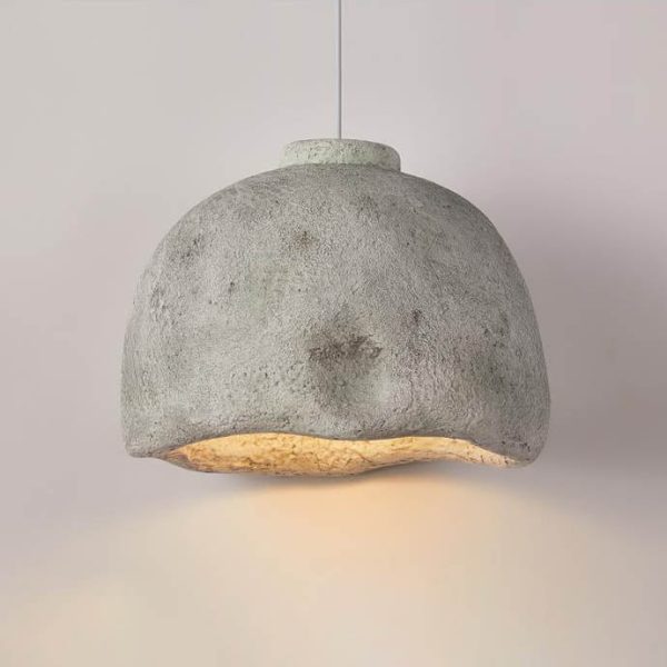 Contemporary Nordic Rough Rock Texture Semicircular 1-Light Pendant Light for Dining Room - Image 5