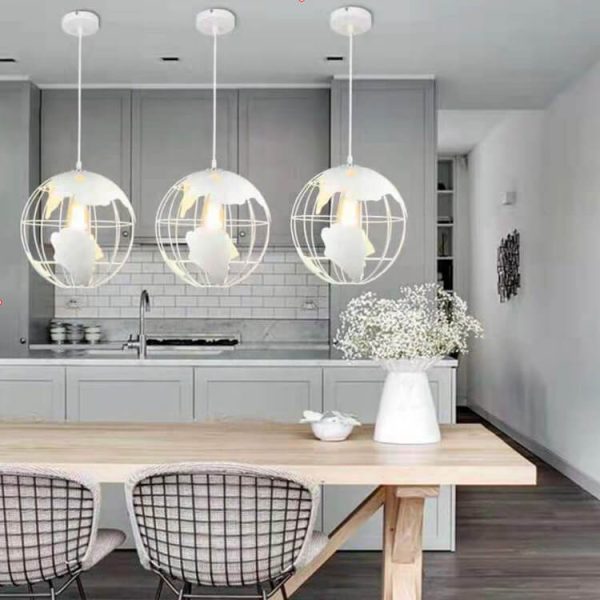 Earth Shaped Metal Lampshade 1-Light Globe Pendant Light - Image 7