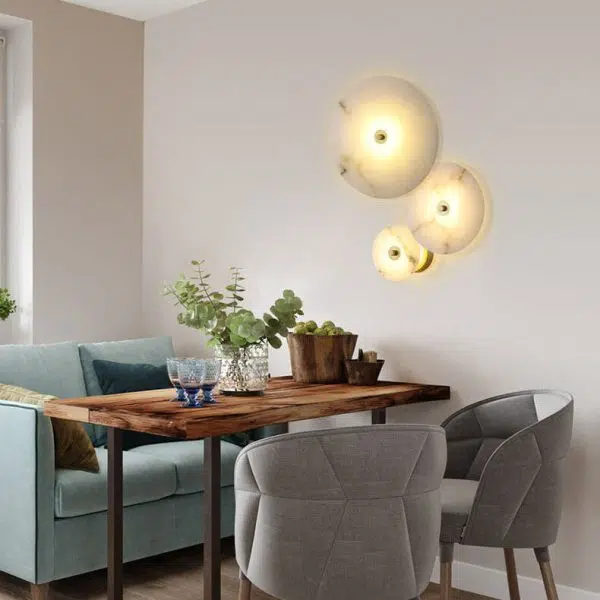 Modern Luxury Round Marble Iron LED Wall Sconce Lamp - Image 3