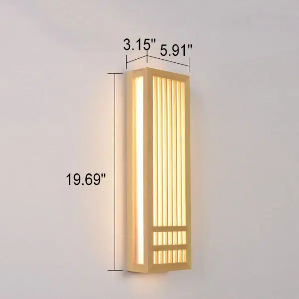 Simple Solid Wood Rectangular 1-Light Japanese Wall Sconce Lamp - Image 5