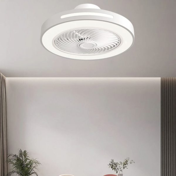 Modern Minimalist Solid Color Iron Copper LED Flush Mount Ceiling Fan Light - Image 17