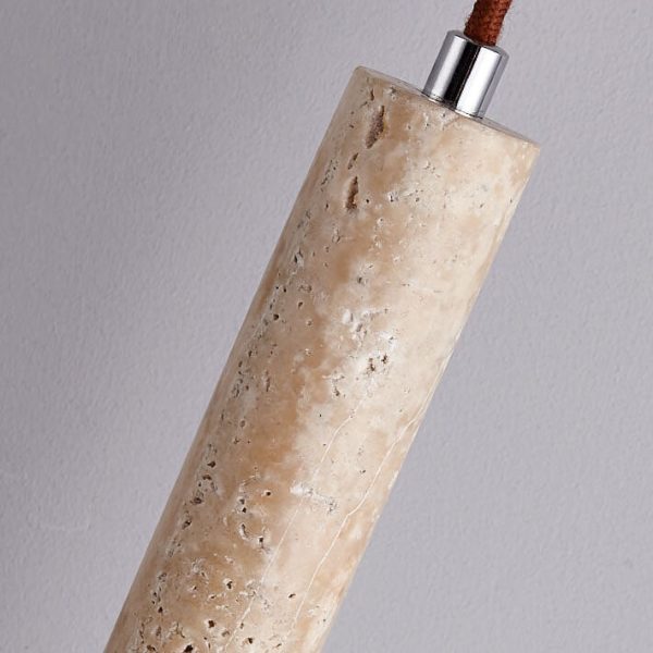 Japanese Wabi Sabi Yellow Travertine Cylinder 1-Light Pendant Light - Image 7