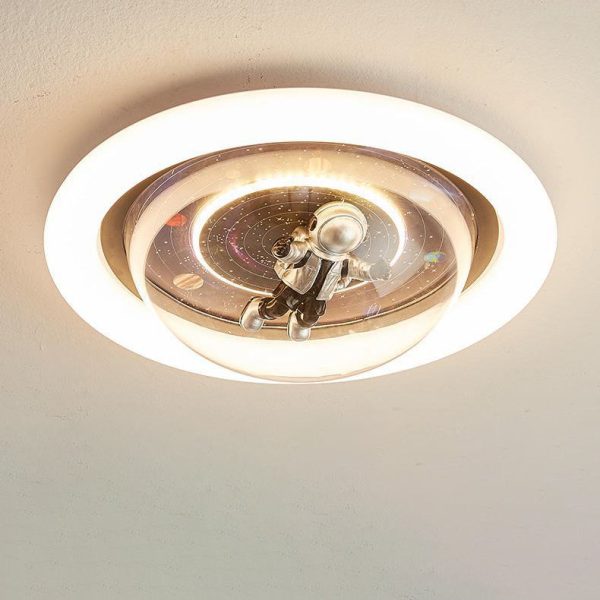 Contemporary Creative Cartoon Planet Resin Astronaut Acrylic Round Shade LED Kids Flush Mount Ceiling Light For Bedroom - Image 15