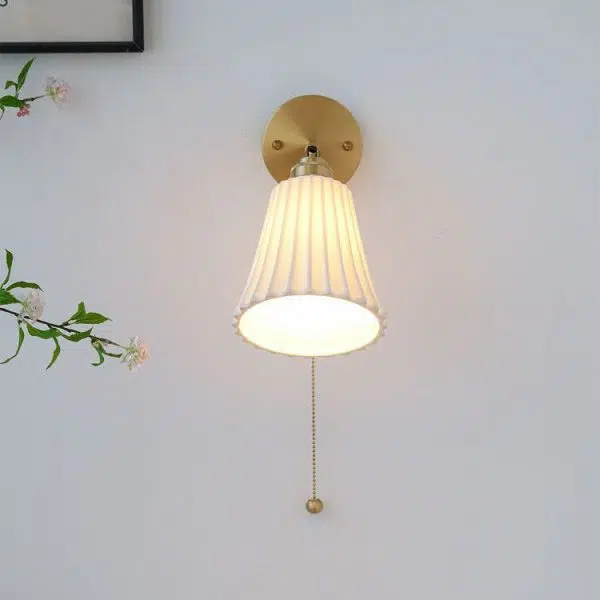 Modern Minimal Brass Ceramic 1-Light Wall Sconce Lamp - Image 8