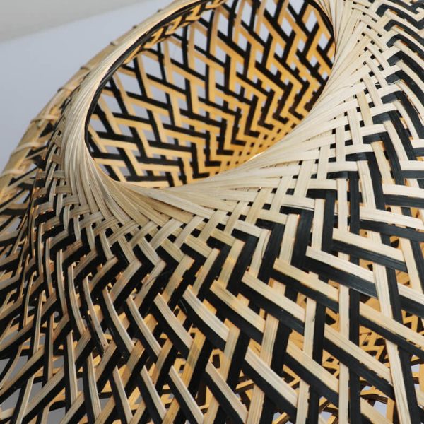 Chinese Zen Bamboo Weaving Flying Saucer Shape 1-Light Semi-Flush Mount Ceiling Light - Image 4