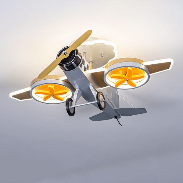 Creative Cartoon Airplane Iron Acrylic LED Kids Semi-Flush Mount Ceiling Light - Image 3