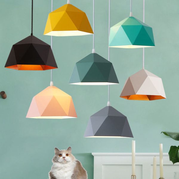 Modern Macaroon Iron Geometric Lozenge 1-Light Pendant Light - Image 2