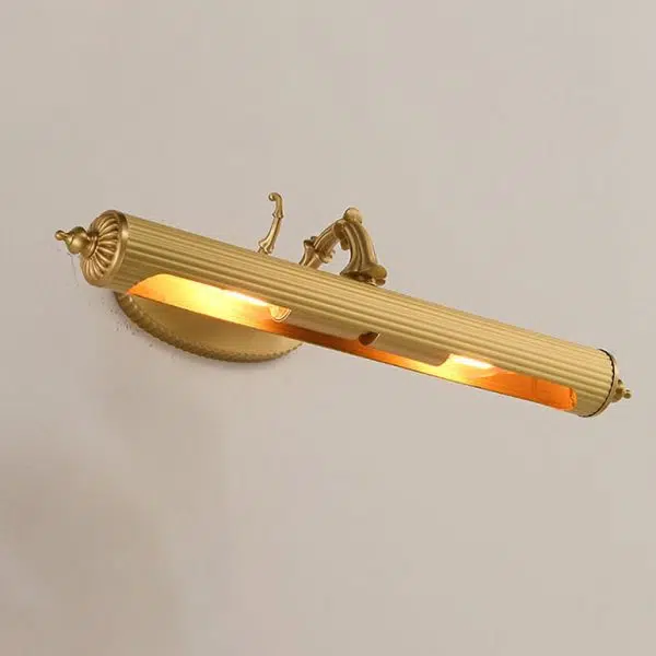 French Antique Copper Cylindrical 2-Light Mirror Front Wall Sconce Lamp - Image 3