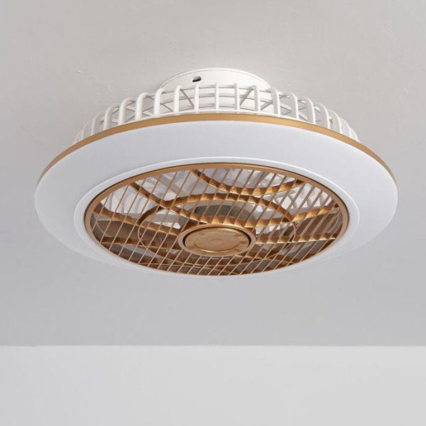 Modern Minimalist Round Cage Iron Acrylic LED Flush Mount Ceiling Fan Light - Image 13