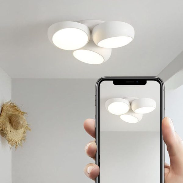 Scandinavian Modern Minimalist Iron Plastic Round LED Semi-Flush Mount Ceiling Light - Image 14