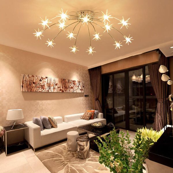 Contemporary Creative Full Of Star Iron 12/21/28 Light Flush Mount Ceiling Light For Living Room - Image 8