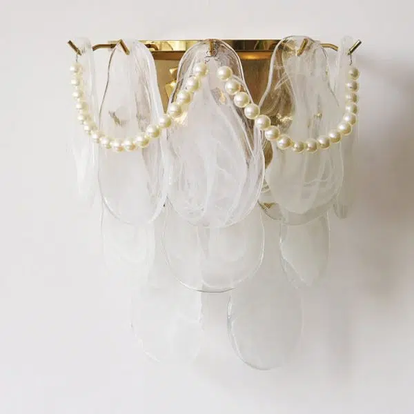French Light Luxury Glass Shell Pearl 2-Light Wall Sconce Lamp - Image 4