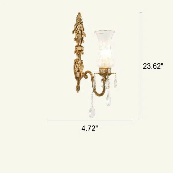 Vintage French Crystal Candelabra Brass 1/2 Light Wall Sconce Lamp - Image 9