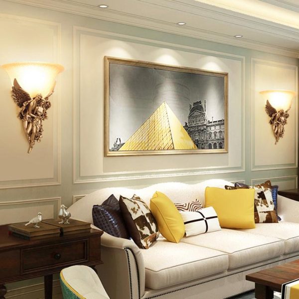 Creative Retro Resin Angels Hugging 1-Light Wall Sconce Lamp - Image 2