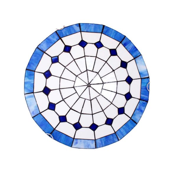 Traditional Tiffany Mediterranean Stained Glass Dome 2-Light Flush Mount Ceiling Light For Hallway - Image 7