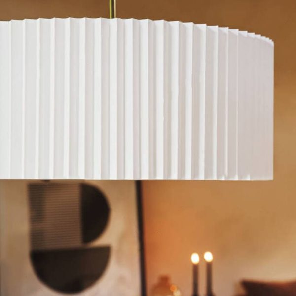 Nordic Minimalist Pleated PVC Fabric Drum Cone 1-Light Pendant Light - Image 9