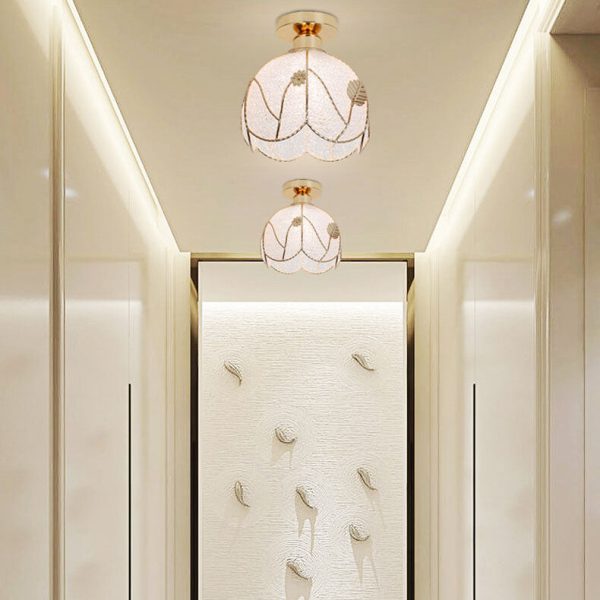 European Light Luxury Glass Gold 1-Light Semi-Flush Mount Ceiling Light - Image 15