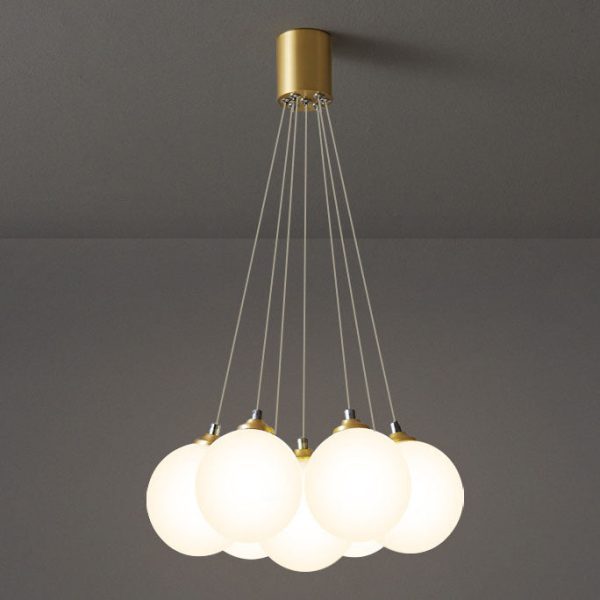 Nordic Light Luxury Glass Balloon Brass 4/5/7 Light Chandelier - Image 6
