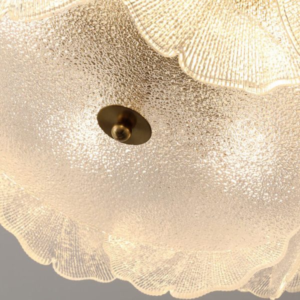 Traditional French Ginkgo Leaf Hardware Glass 5/8 Light Semi-Flush Mount Ceiling Light For Living Room - Image 5