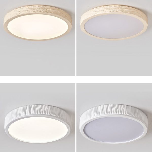 Modern Minimalist Round Stone Grain Resin Iron LED Flush Mount Ceiling Light For Bedroom - Image 10