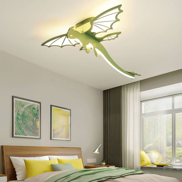 Contemporary Creative Acrylic Cartoon Dinosaur LED Semi-Flush Mount Ceiling Light For Bedroom - Image 2