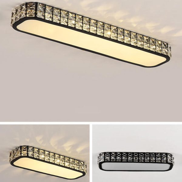 Modern Luxury Crystal Long Strip Acrylic LED Flush Mount Ceiling Light - Image 14