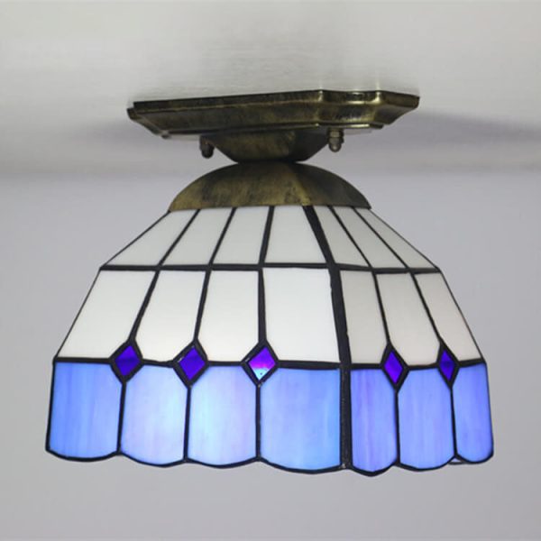Tiffany Stained Glass Dome 1-Light Semi-Flush Mount Ceiling Light - Image 2
