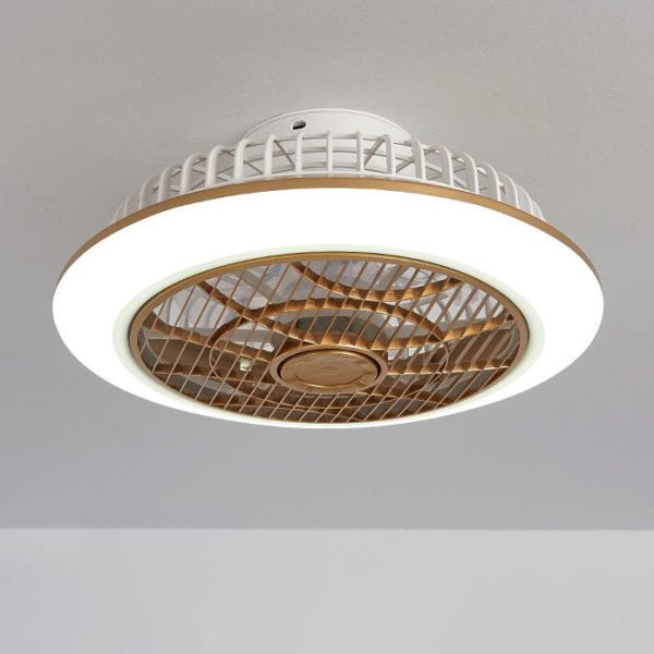 Modern Minimalist Round Cage Iron Acrylic LED Flush Mount Ceiling Fan Light - Image 12
