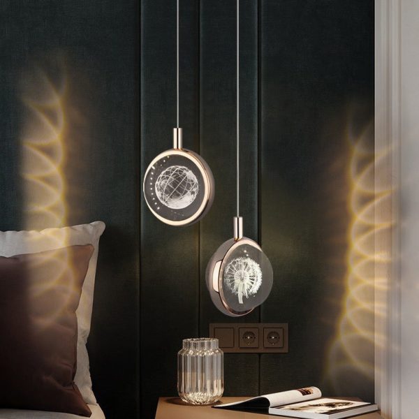 Modern Minimalist Round Ball Aluminum Crystal LED Pendant Light For Bedroom - Image 10