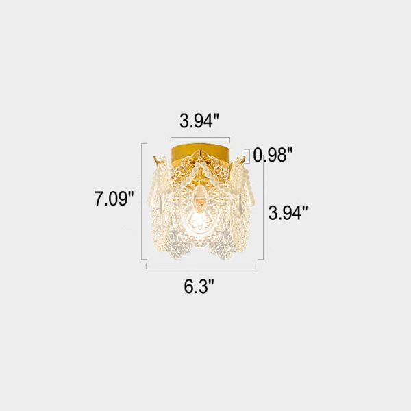 French Palace Glass Pearl Chain Cylinder 1-Light Semi-Flush Mount Ceiling Light - Image 4