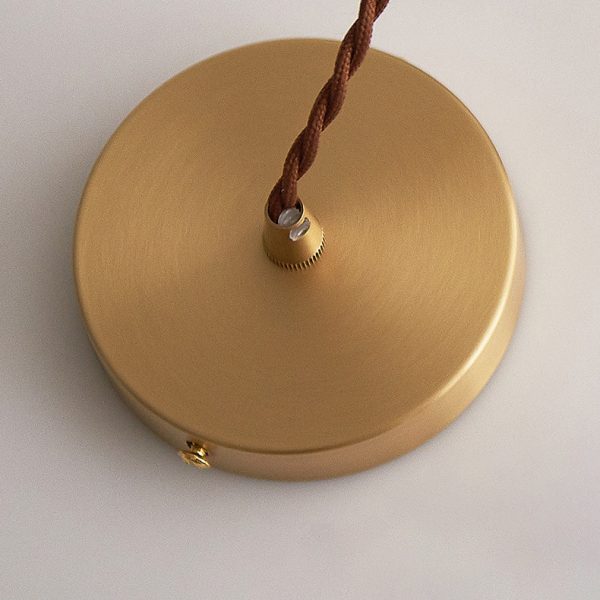 Modern Simplicity Ribbed Glass Semicircle Shade Copper 1-Light Pendant Light For Living Room - Image 6