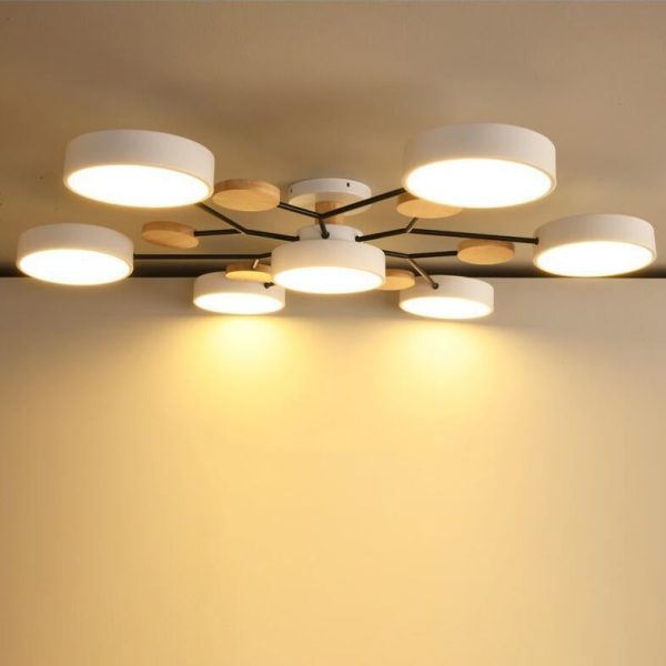 Contemporary Scandinavian Round Molecule Branch Design LED Semi-Flush Mount Ceiling Light For Living Room - Image 23